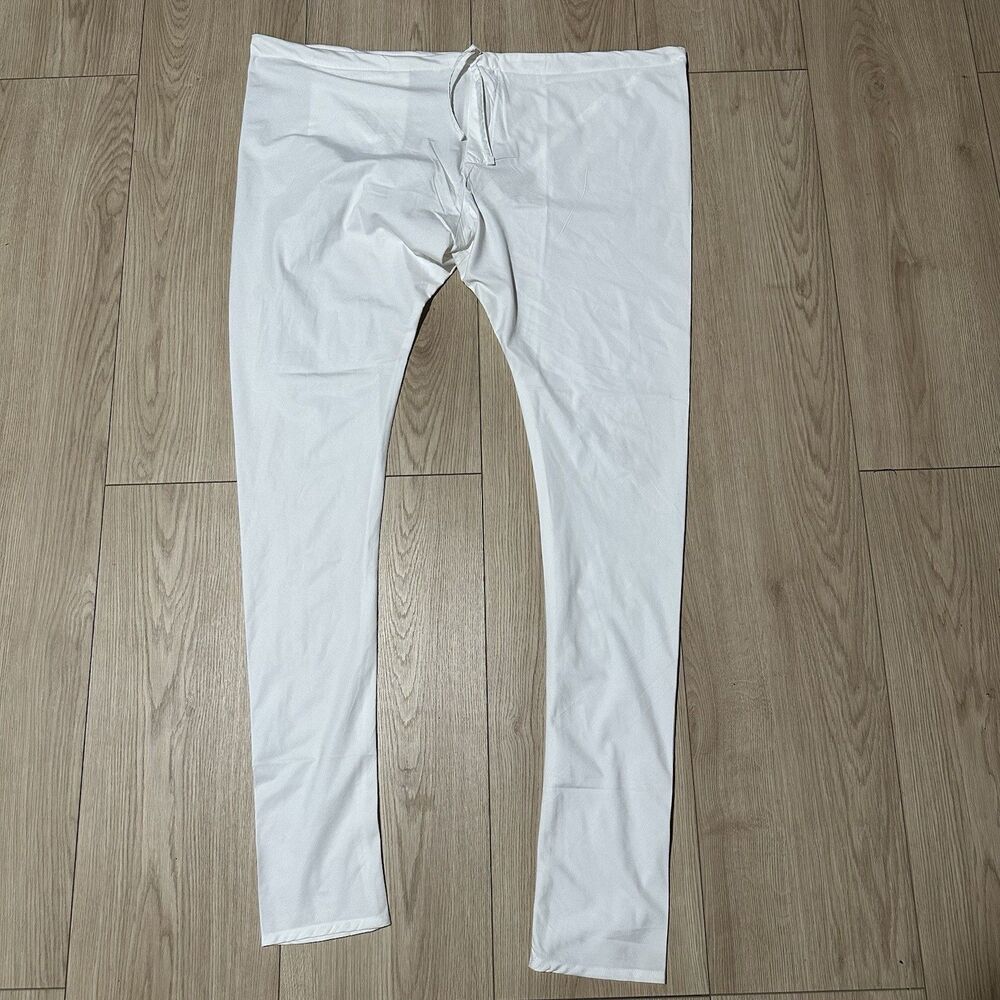 Mens White Kurta Pajama Pants 50” Traditional Indian Ethnic Drawstring Wedding